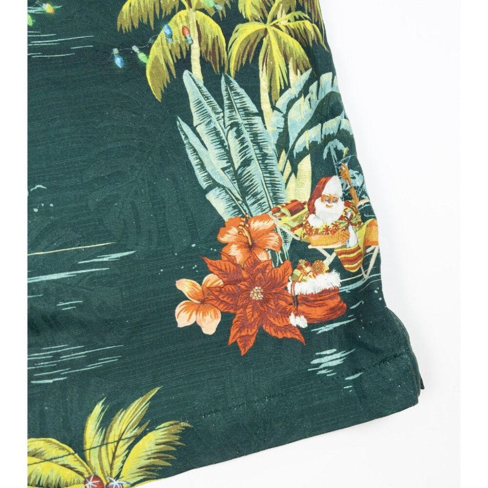 Tommy Bahama Santa Christmas Shirt Men's 3XL Silk Hawaiian Green Aloha Holidays - Picture 9 of 16